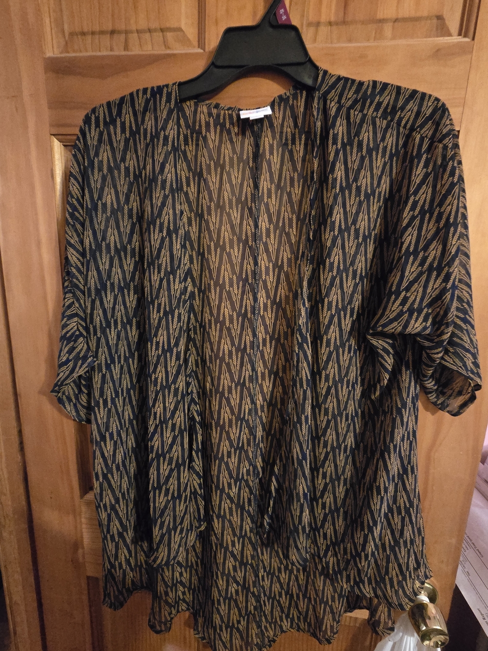 LuLaRoe Navy and Gold Patterned Lindsey